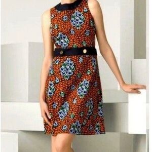 Tory Burch Black and Orange Floral Mini Dress